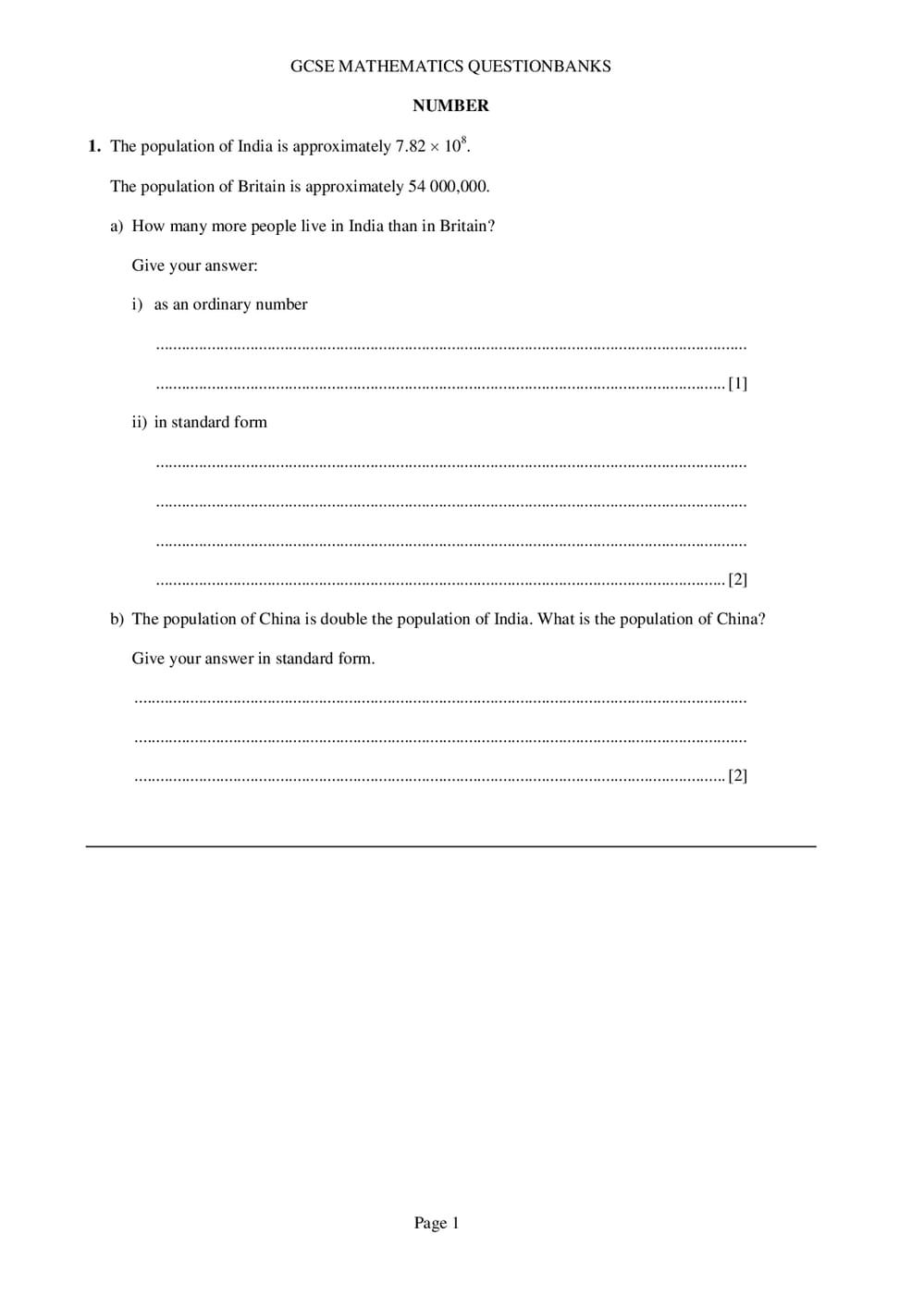 Number Questions – GCSE (Intermediate) Maths - Curriculum Press