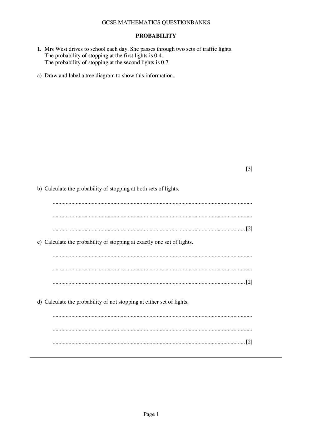 Probability Questions – GCSE (Intermediate) Maths - Curriculum Press