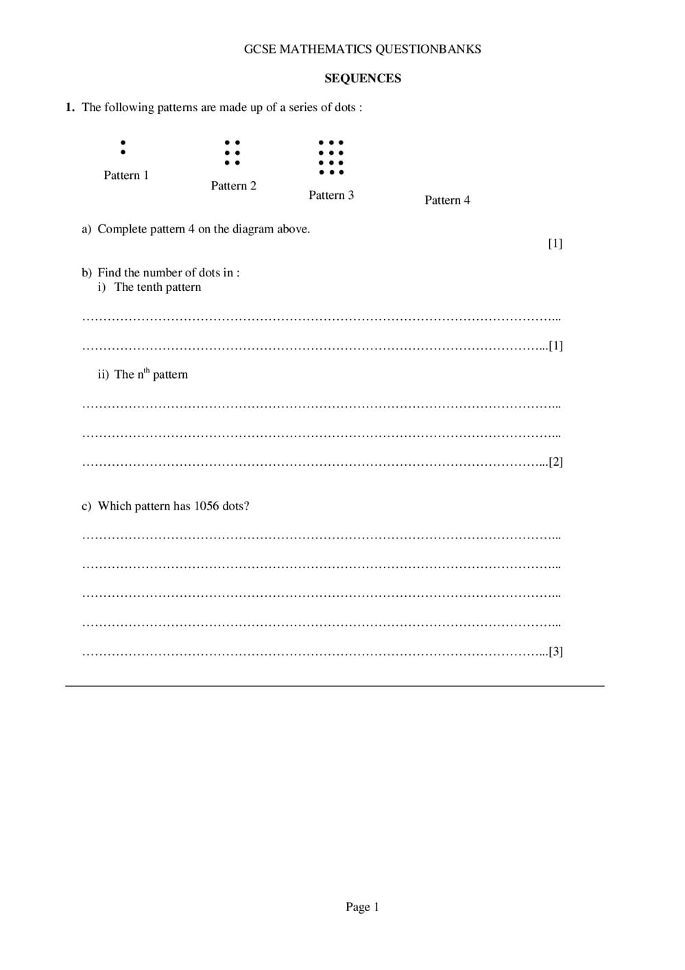 Sequences Questions – GCSE (Higher) Maths - Curriculum Press