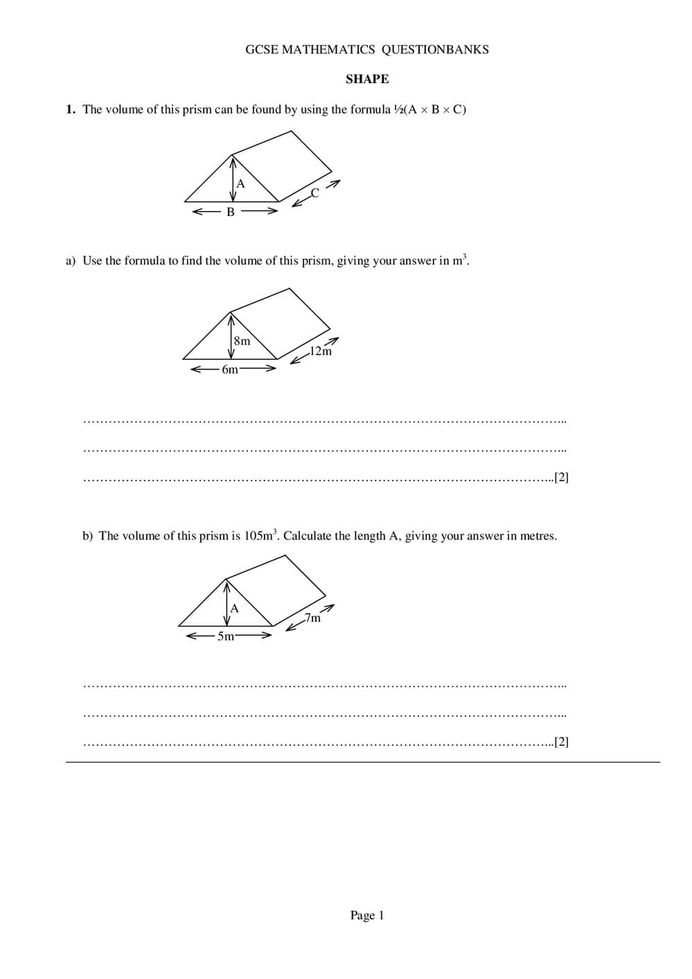 Shape Questions – GCSE (Intermediate) Maths - Curriculum Press