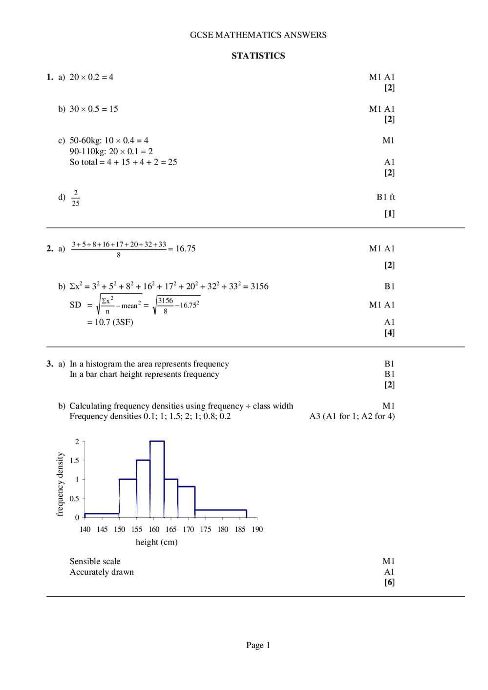 Math/stat Paper Questions Statistics Answers – GCSE (Higher) Maths - Curriculum Press