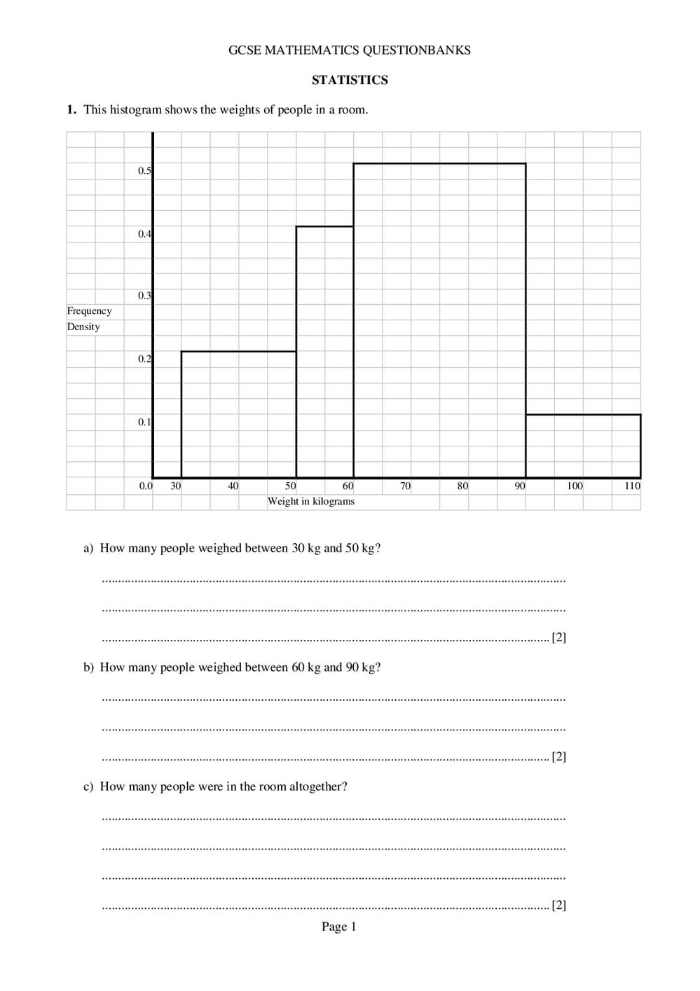 Statistics Questions – GCSE (Higher) Maths - Curriculum Press