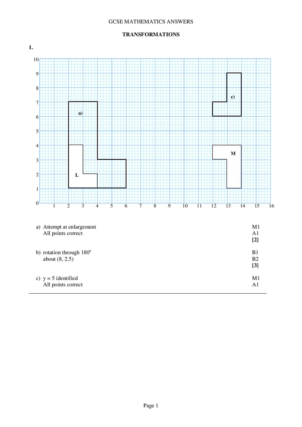 Transformations Answers – GCSE (Intermediate) Maths - Curriculum Press
